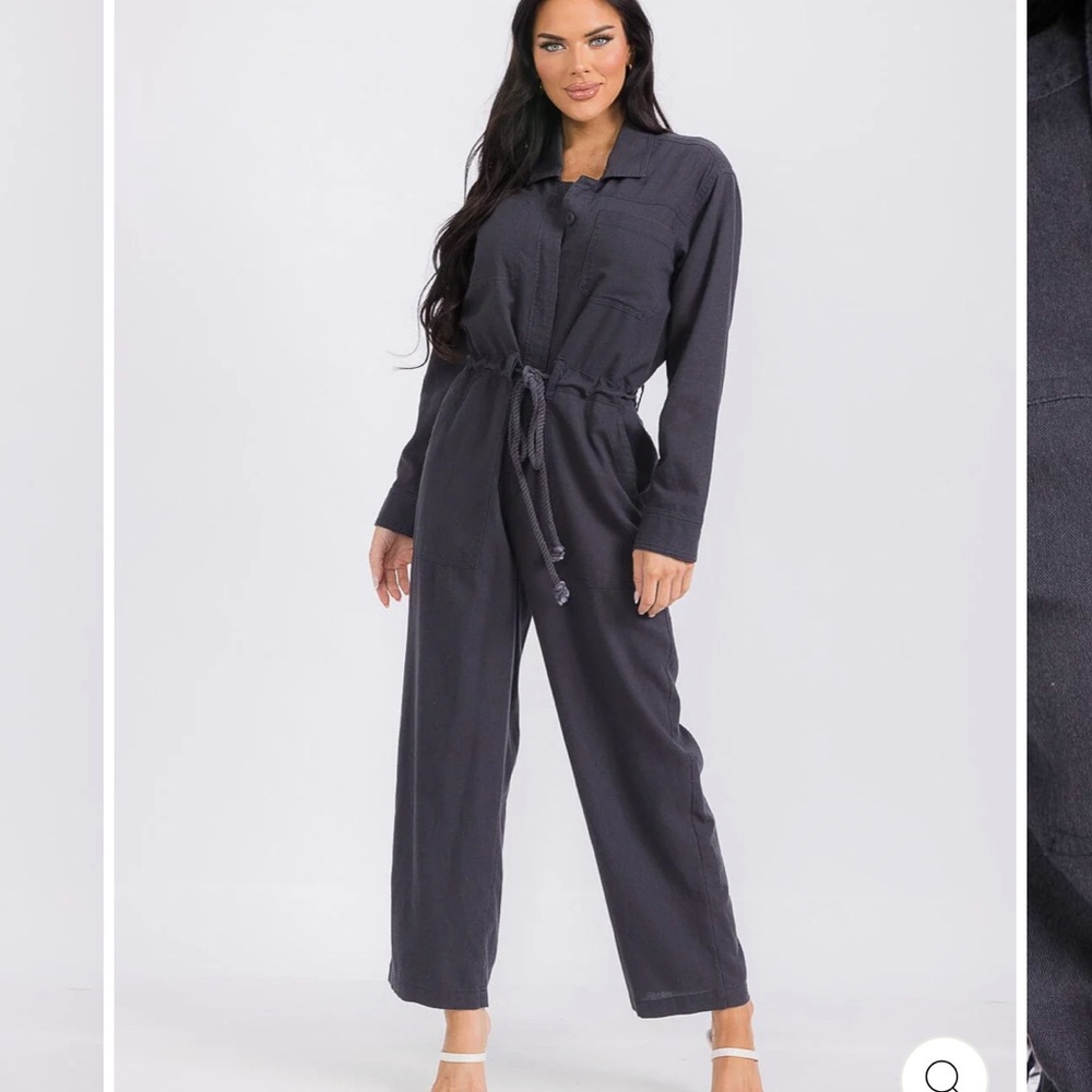 Linen Women's Charcoal Jumpsuit